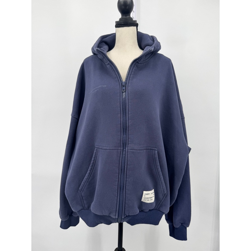 COMFRT Zip Up Hoodie Women L Navy Blue Affirmation Collection Volume 9